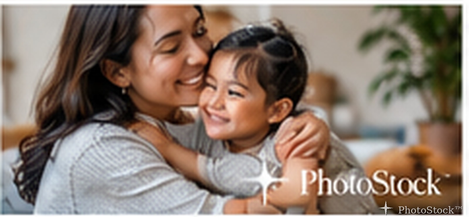 Family embrace at home